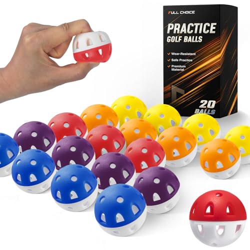 Full Choice Practice Golf Balls 20 Pack LimitedFlight Training Balls High Visibility WearResistant Design for IndoorOutdoor Drills 5 Colors - Image 1