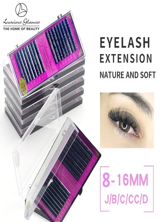 Luscious Glances Soft And Natural Eyelash Extensions Individual Lashes 0.5 Thickness Curl-D (16 MM) - Image 4