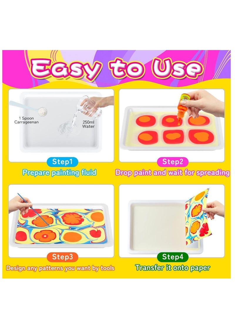 Yoawllty Marbling Paint Art and Crafts Kits for Kids, Girls and Boys Toys, Creative Art Set with 8 Colors(10ml Each), Water Marble Kit Art Painting Set for Ages 6+  - Image 3