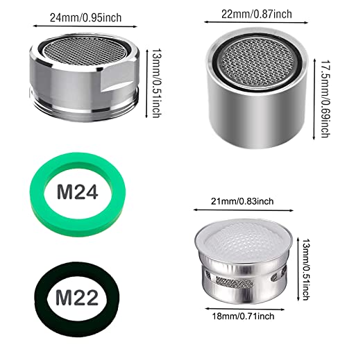 BOETOADG 4pcs Faucet Aerators, 2pcs Aerator Filter Replacement Parts, with Brass Housing, 2pcs 15/16 Inch Male and 2pcs 55/64 Inch Female Bathroom Aerator Faucet Filters with Gaskets,for kitchen bathroom - Image 2