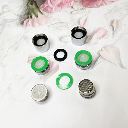 BOETOADG 4pcs Faucet Aerators, 2pcs Aerator Filter Replacement Parts, with Brass Housing, 2pcs 15/16 Inch Male and 2pcs 55/64 Inch Female Bathroom Aerator Faucet Filters with Gaskets,for kitchen bathroom - Image 4