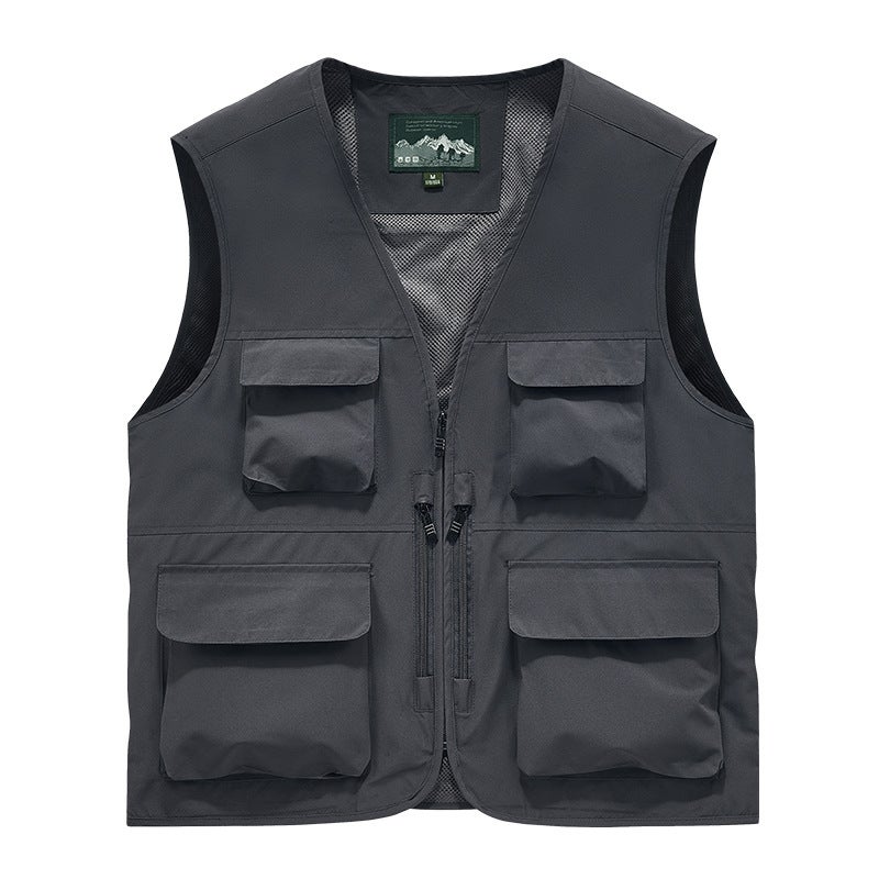 New Plus Size Youth Multi-Pocket Workwear Vest Men'S Vest Casual Tooling Fishing Mountaineering Loose Vest Men - Image 5