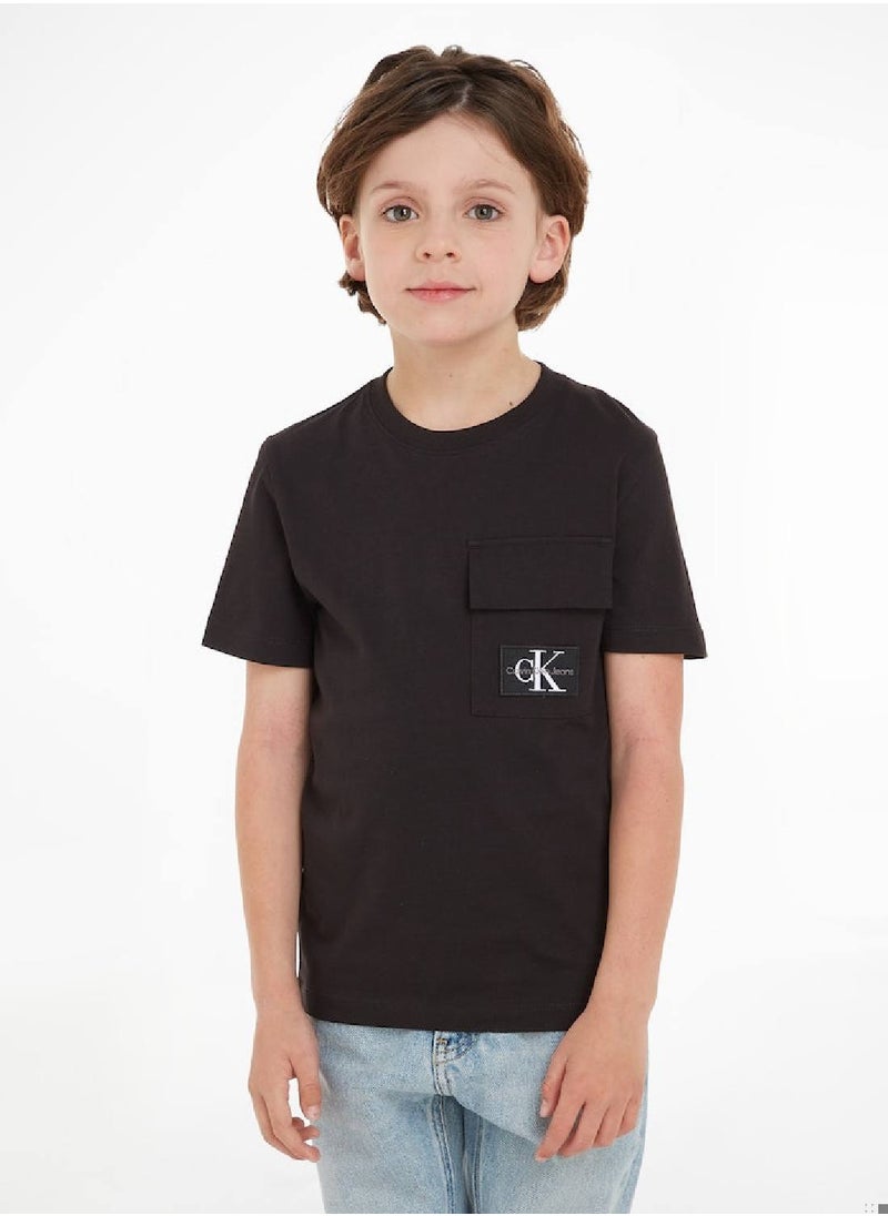 Calvin Klein Jeans - Calvin Klein Jeans Kids, Boys' T-Shirt - Long Sleeves - Casual Tops - Cotton , Black - Image 1