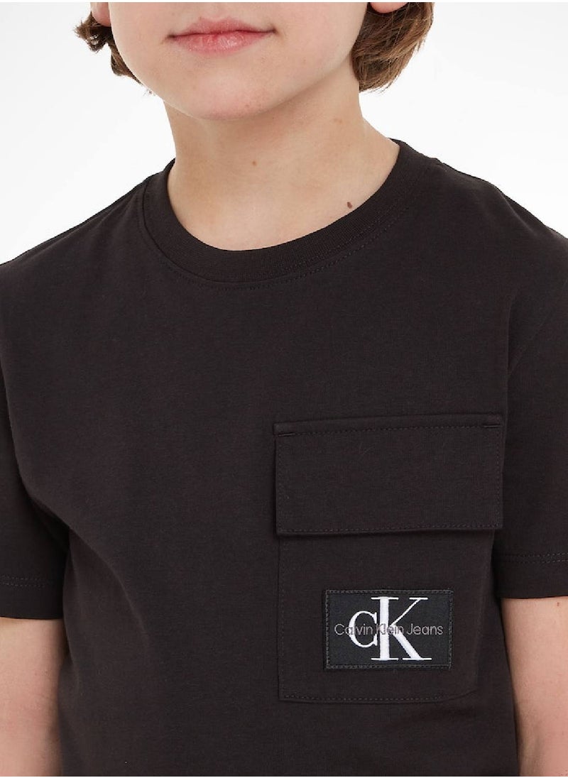 Calvin Klein Jeans - Calvin Klein Jeans Kids, Boys' T-Shirt - Long Sleeves - Casual Tops - Cotton , Black - Image 1