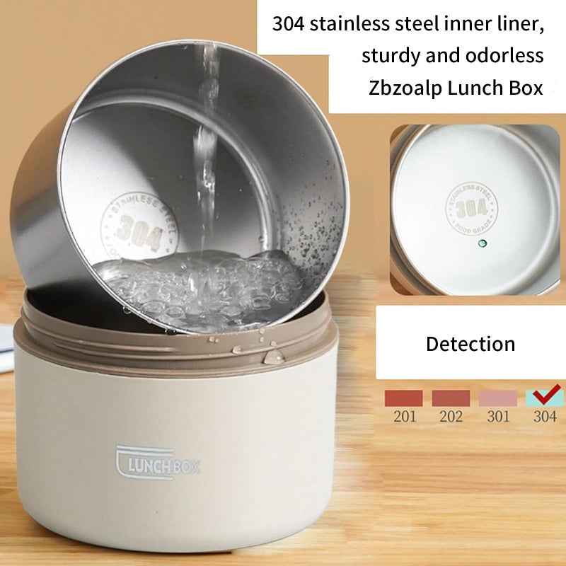 Zbzoalp 4 Pcs Portable Insulated Food Lunch Container Set with Insulation Bag, Round Bento Lunch Box, Microwace Safe with Scald Handle, 4 Separate Stackable Lunch Container for Adult Kids Men Women - Image 3