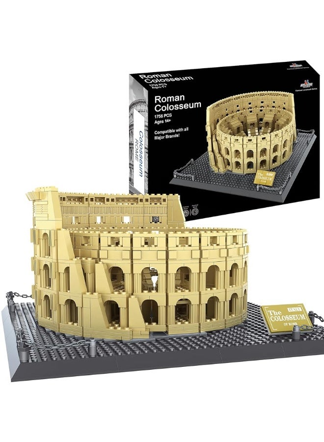Apostrophe Games مجموعة كتل البناء كولوسيوم الروماني من أستروفي جيمز - 1756 قطعة نموذج كولوسيوم لبناء الكتل للبالغين والأطفال - مجموعة عمارة كولوسيوم إيطاليا من سلسلة المعالم الشهيرة - Image 2
