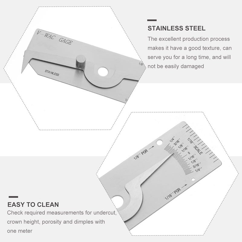 Stainless Steel Fillet Weld Gauge High Precision Undercut Ruler Easy to Clean - Image 3