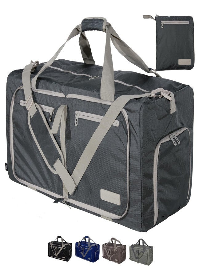 LEGEND 80L Foldable Duffle Bag for Travel - Packable Duffle Bags w/Shoe Compartment - Tear Resistant Collapsible Duffel Bags for Traveling - Lightweight Folding Duffel Bag for Men & Women -Dark Gray - Image 1