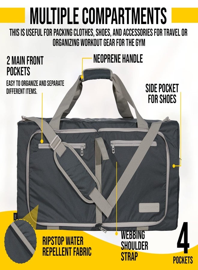 LEGEND 80L Foldable Duffle Bag for Travel - Packable Duffle Bags w/Shoe Compartment - Tear Resistant Collapsible Duffel Bags for Traveling - Lightweight Folding Duffel Bag for Men & Women -Dark Gray - Image 4