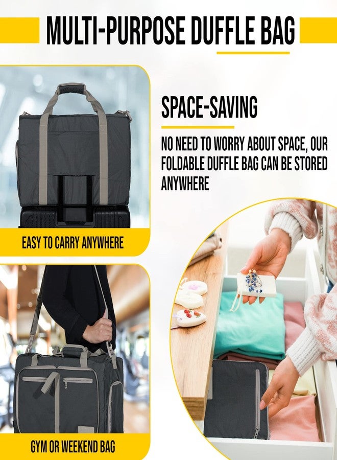 LEGEND 80L Foldable Duffle Bag for Travel - Packable Duffle Bags w/Shoe Compartment - Tear Resistant Collapsible Duffel Bags for Traveling - Lightweight Folding Duffel Bag for Men & Women -Dark Gray - Image 5