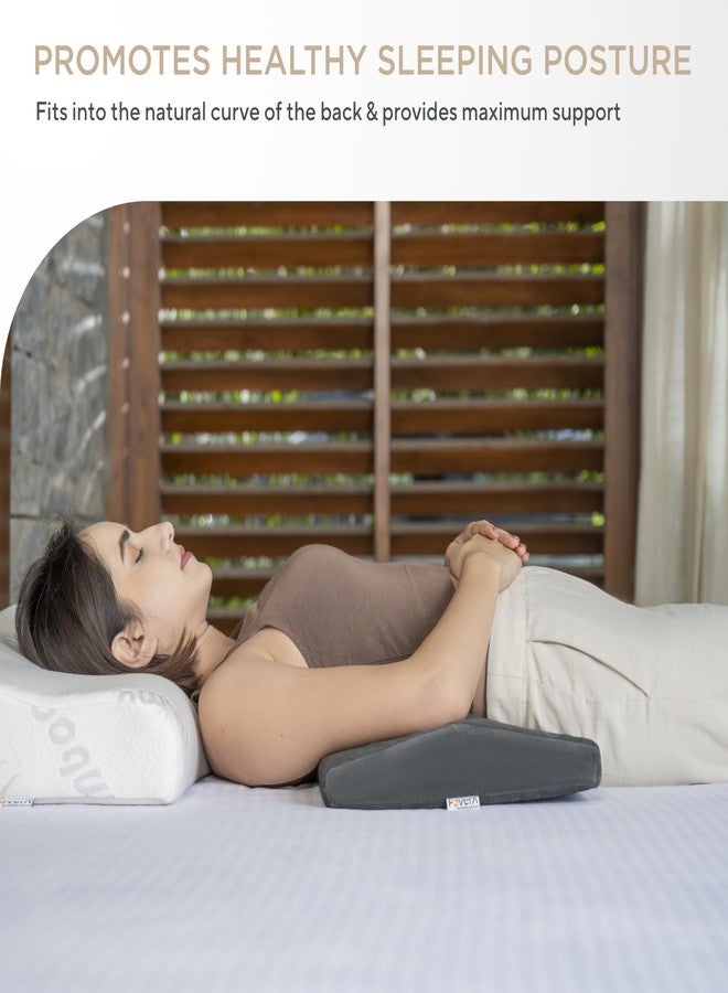 FOVERA Lumbar Pillow for Back Pain, Sciatica, Hip & Pregnancy Relief - Orthopedic Memory Foam for Sleeping - Breathable & Washable Cover - Dark Grey - Image 4