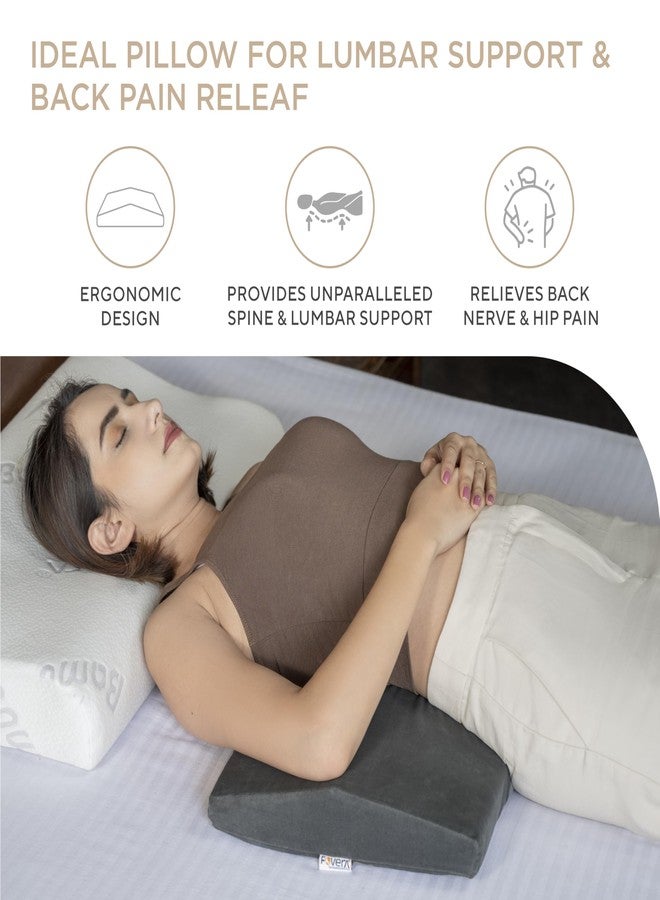 FOVERA Lumbar Pillow for Back Pain, Sciatica, Hip & Pregnancy Relief - Orthopedic Memory Foam for Sleeping - Breathable & Washable Cover - Dark Grey - Image 2
