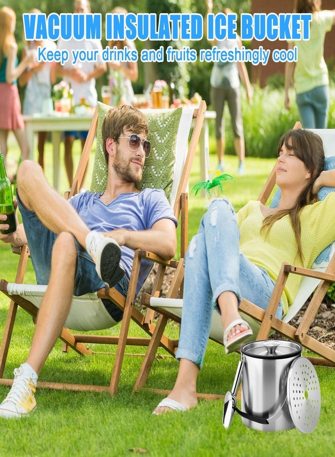 ميكو دلو ثلج ميكو سعة 4 لترات معزول بجدار مزدوج من الفولاذ المقاوم للصدأ مع غطاء ومغرفة ومصفاة ومقبض، دلو ثلج كبير للنبيذ بغطاء مطور يحافظ على الثلج مجمداً لفترة أطول لحفلات الكوكتيل (فضي) - Image 5