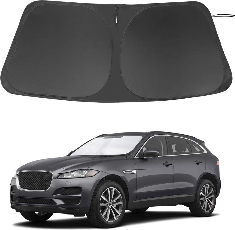واقي شمسي للزجاج الأمامي مصمم خصيصًا لسيارات جاكوار F-Pace F Pace موديلات 2016-2024 2025، إكسسوارات قابلة للطي، حاجب شمس، يحمي السيارة من أشعة الشمس وأضرار الحرارة، ويحافظ على برودة السيارة. - Image 1