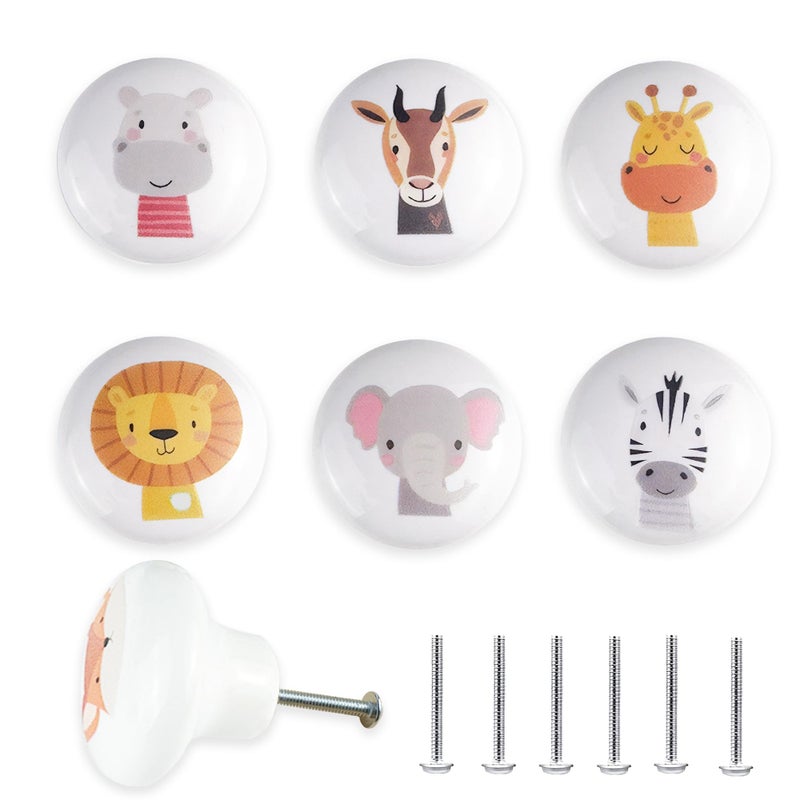 Lasyman 6 Pack 15 6pack Kids Nursery Animal Ceramic Cute Door Cabinet Decorative Cabinet Dresser Drawer Knobs Lion Drawer Pulls Zebra