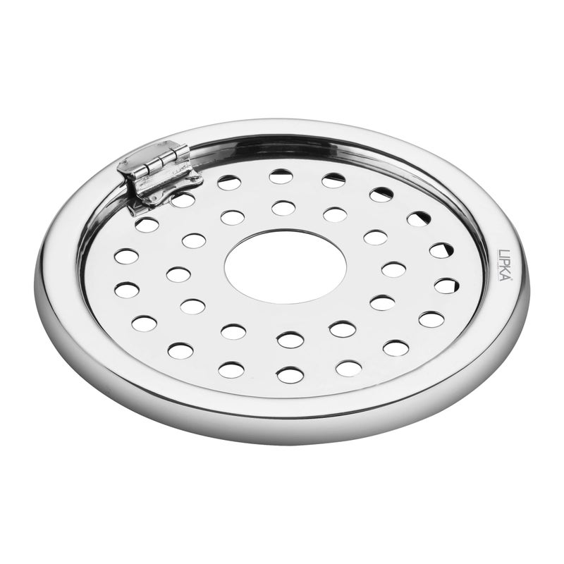 LIPKA Eon Round with Plain Jali Floor Drain |Premium Stainless Steel |5 x 5 Inches| with Hinge & Hole| - Image 1