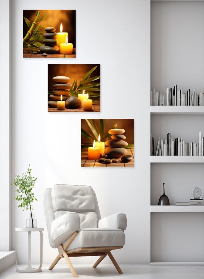 ARTZGX 3 Piece Zen Wall Art Zen Stones Canvas Spa Still Life Picture Print Meditation Candles Painting for Bathroom Decor Frame(Zen Stone - 1, 12x16inchx3P (30x40cmx3P)) - Image 5