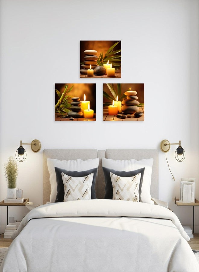 ARTZGX 3 Piece Zen Wall Art Zen Stones Canvas Spa Still Life Picture Print Meditation Candles Painting for Bathroom Decor Frame(Zen Stone - 1, 12x16inchx3P (30x40cmx3P)) - Image 3