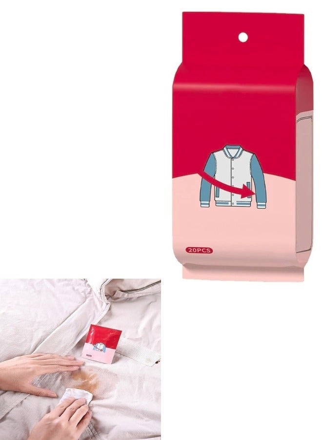 Wet Wipes for Clothes, Wet Wipes for Laundry Stain Removal, Portable Wet Wipes for Emergency Stain Removal, 20 Pieces - Image 1