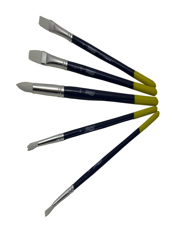 Prang Hobby Five-Brush Set, Assorted Sizes, Natural Hair, Flat; Round Profiles, 5/set - Image 2