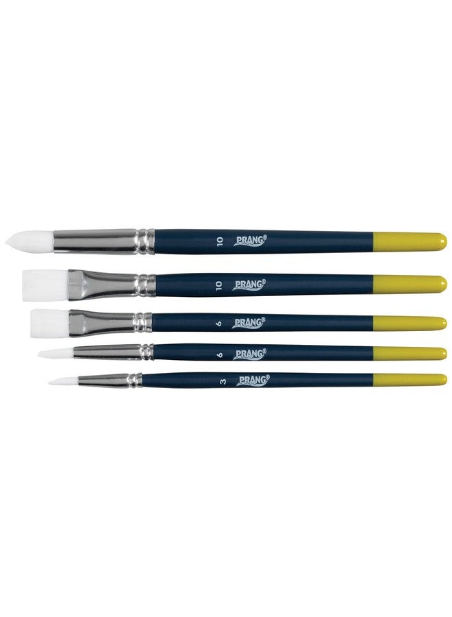 Prang Hobby Five-Brush Set, Assorted Sizes, Natural Hair, Flat; Round Profiles, 5/set - Image 3