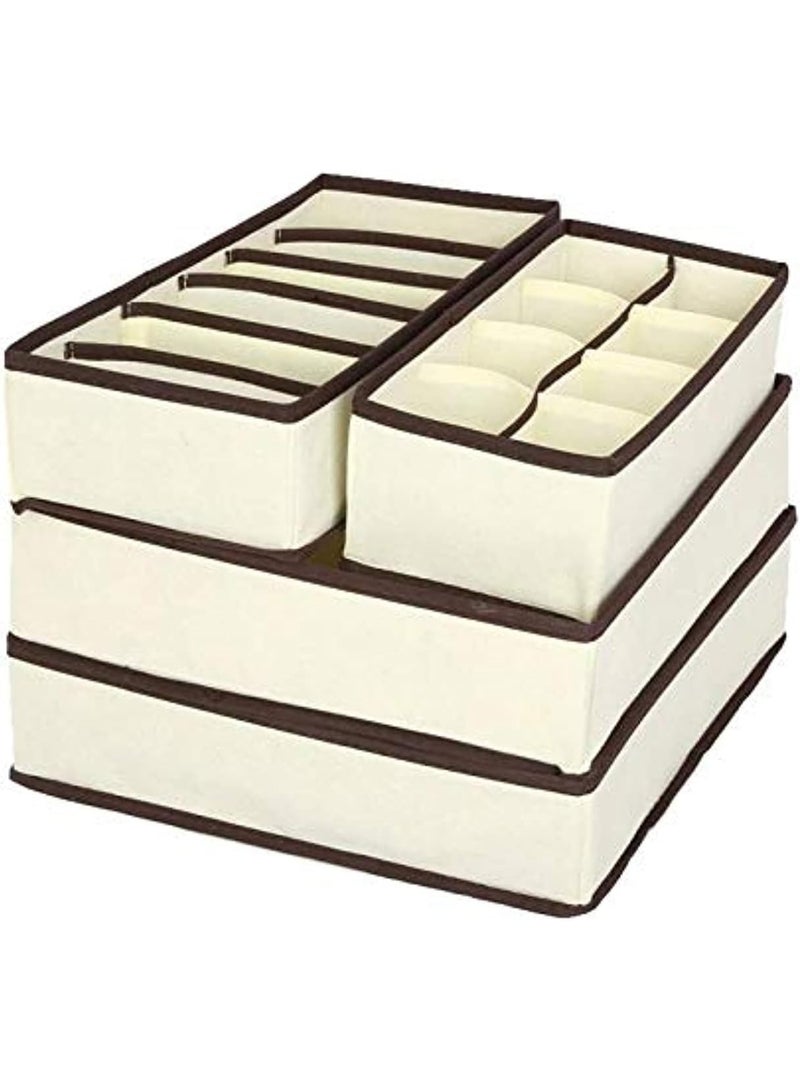 بلومنغ تايم مجموعة منظمات الملابس الداخلية المبسطة من 4 قطع باللون البيج - Image 1