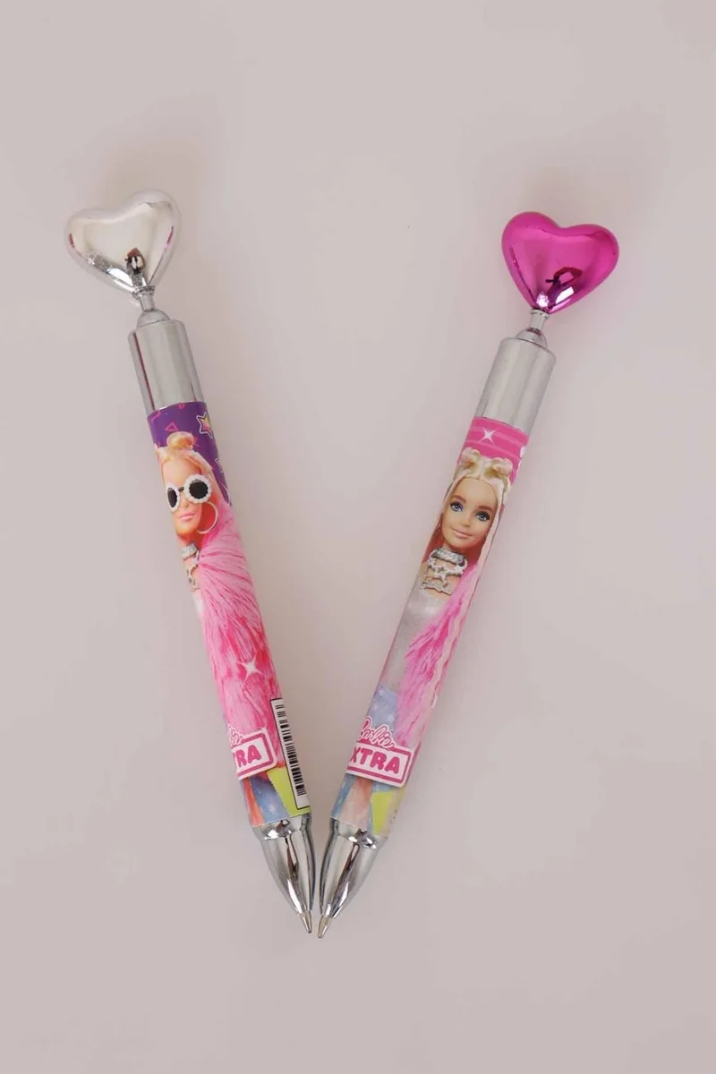 Barbie Licensed Heart Head Versatile Tip Pen 0.7 mm and Oval Eraser Set of 2