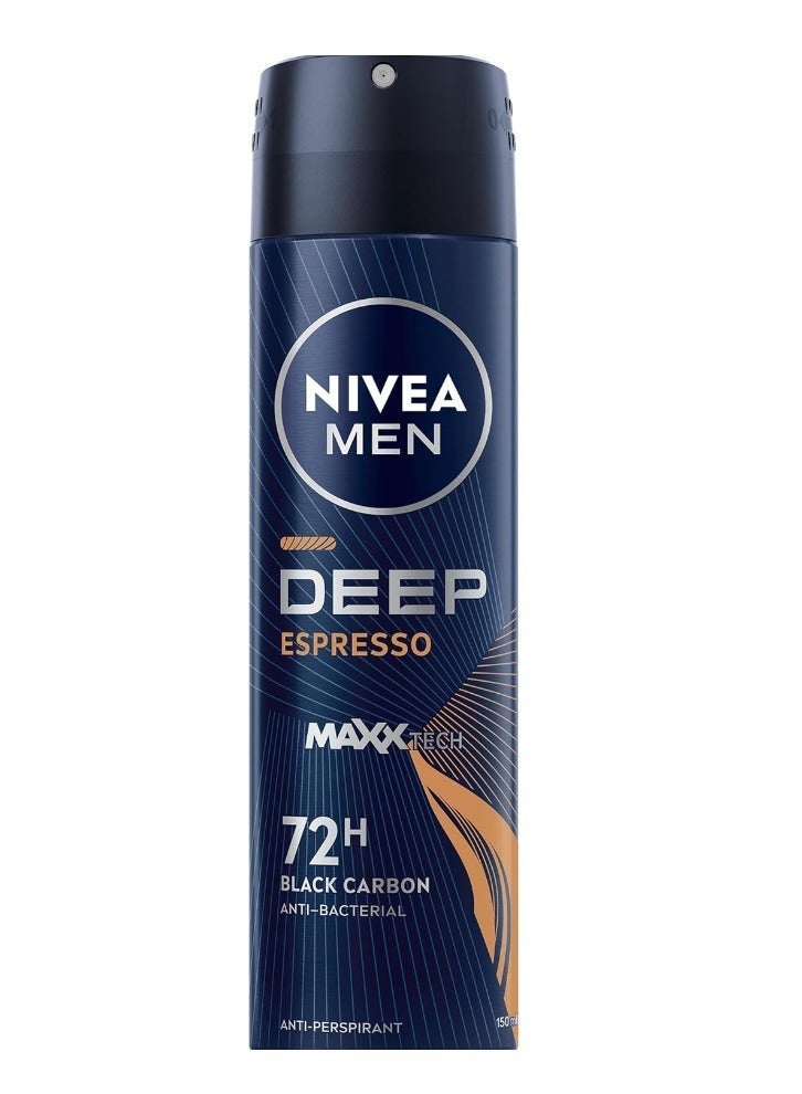Nivea Antiperspirant Spray For Men Deep Espresso Black Carbon Scent 150 Ml