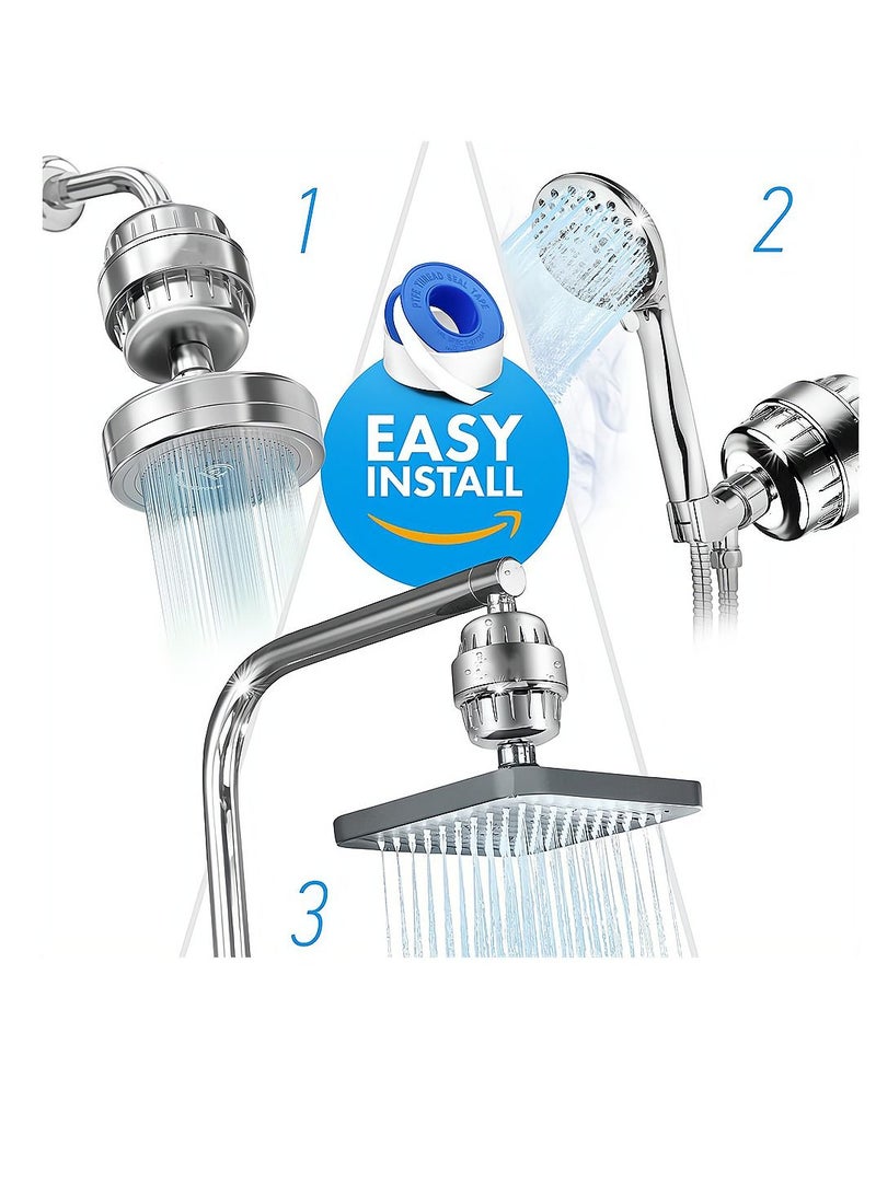 KASTWAVE 15 Stage Shower Filter Shower Head Filter with Vitamin C Water Softener Reduces Dry Itchy Skin for Hard Water High Output Shower Water Filter to Remove Chlorine Heavy Metals and Other Sediments  - Image 4