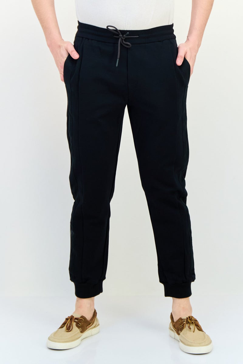 SELECTED Men Cuffed Fit Solid Stretchable Jogger Pants, Black  - Image 1