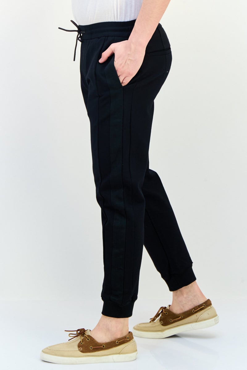 SELECTED Men Cuffed Fit Solid Stretchable Jogger Pants, Black  - Image 4