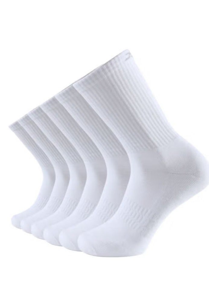 Pair Of 6 Solid Crew Socks White