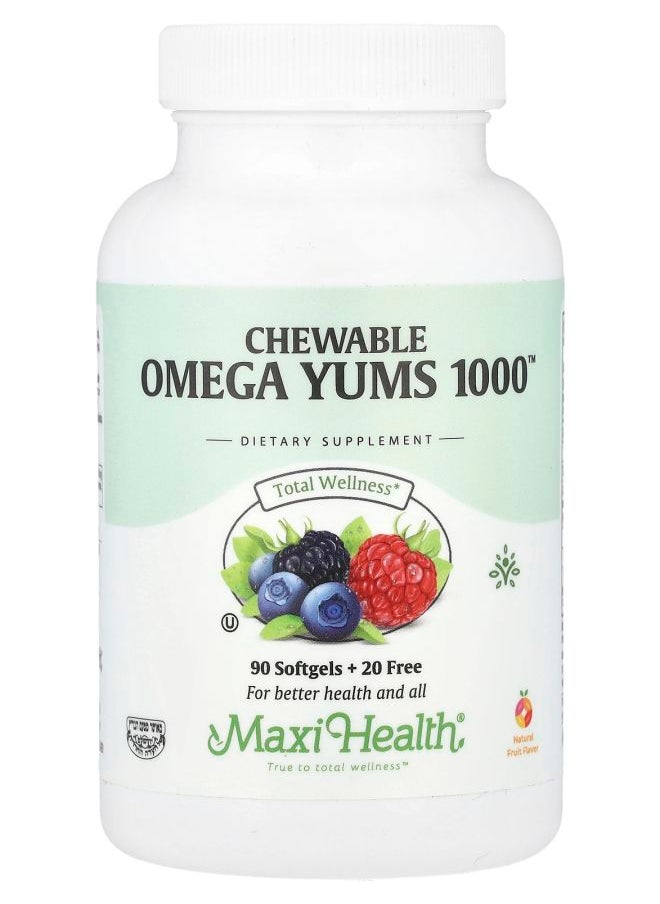 Maxi Health Chewable Omega Yums 1000™ Natural Fruit 110 Softgels 