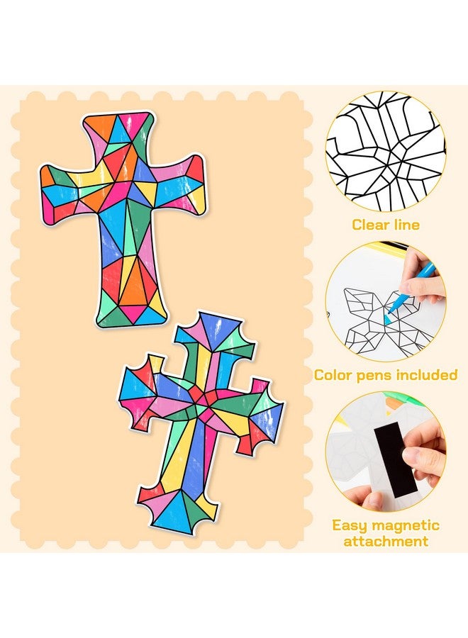 بيومي مجموعة أدوات يدوية مغناطيسية للصليب - 84 قطعة من مغناطيسات تلوين الصليب الخاصة بك للأطفال، مجموعة أدوات تلوين يدوية دينية مسيحية، بطاقة زينة هندسية للتلوين، مدرسة الأحد، الفصل الدراسي، الكنيسة، حفلة عيد الفصح، المنزل - Image 2