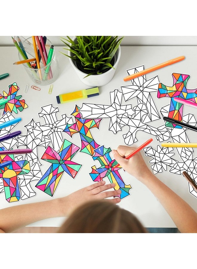 بيومي مجموعة أدوات يدوية مغناطيسية للصليب - 84 قطعة من مغناطيسات تلوين الصليب الخاصة بك للأطفال، مجموعة أدوات تلوين يدوية دينية مسيحية، بطاقة زينة هندسية للتلوين، مدرسة الأحد، الفصل الدراسي، الكنيسة، حفلة عيد الفصح، المنزل - Image 3
