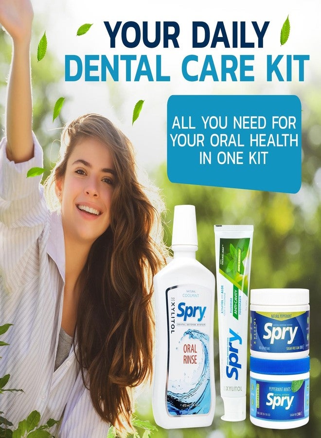 Spry Total Dental Health Kit, All Day Oral Care and Gum Health Kit Including Xylitol Sugar Free Gum, Candy Mints, Oral Rinse and Spearmint Toothpaste - Image 3