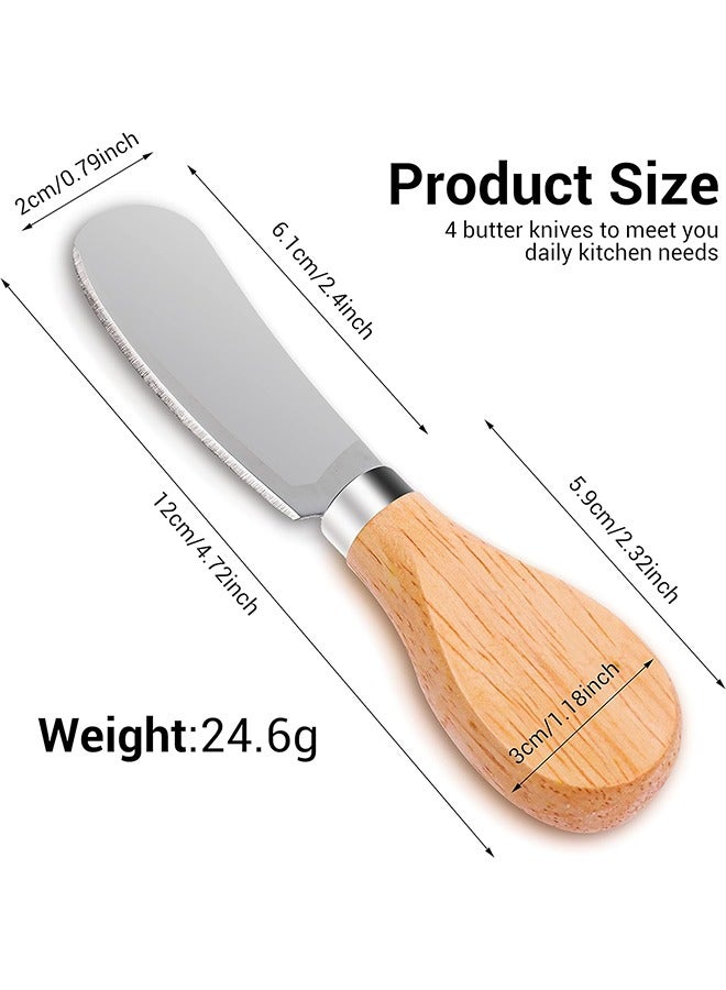 4 PCS Cheese Spreaders With Bamboo Handle, 5 Inch Stainless Steel er Spreader, Deluxe Sandwich Cream Cheese Condiment Knives - Image 2