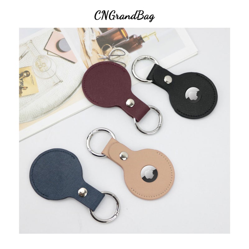 Apple Airtag Protective Case Dog Anti-Loss Tracker Locator Protective Shell Keychain Pendant Light Luxury Style Genuine Leather - Image 2
