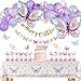 Homarkable Butterfly Birthday Decoration Purple Party Decorations with Balloons for Girls Happy Birthday Banner Butterfly 3D Stickers Tablecloth - Image 3