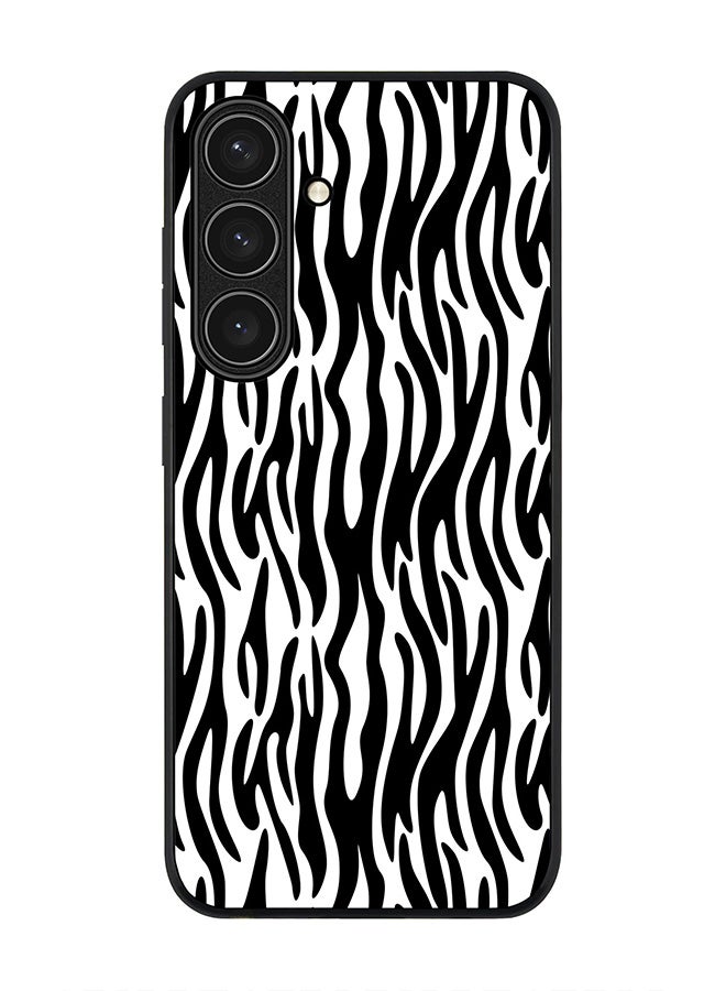 Stylizedd Rugged Black edge case for Samsung Galaxy S24 FE, Slim fit Soft Case Flexible Rubber Edges Anti Drop TPU Gel Thin Cover -  Zebra Stripes - Image 1