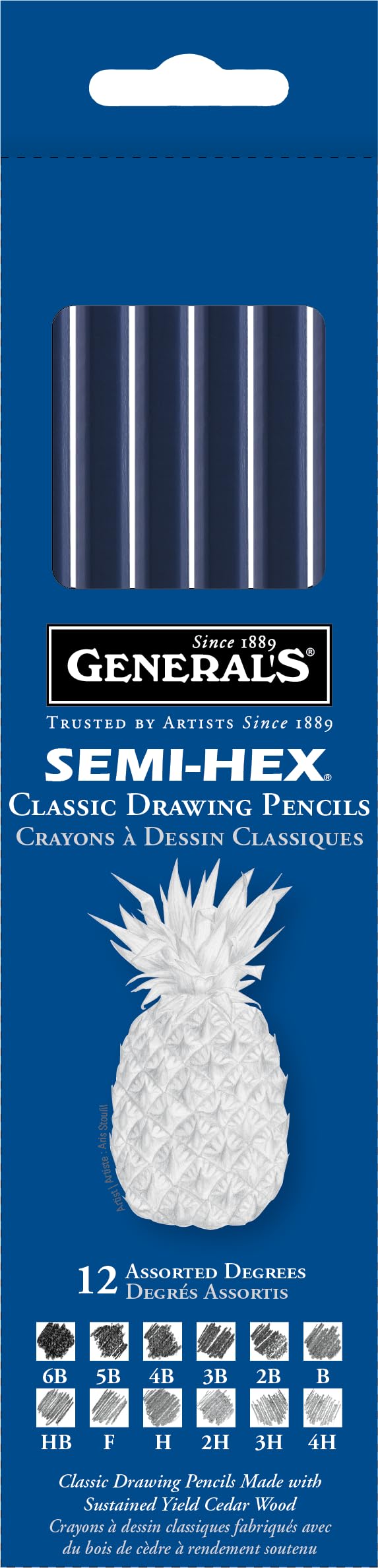General's Semi-Hex Graphite Pencils, Assorted Degrees Set of 12 Pencils (#497-12A) - Image 1