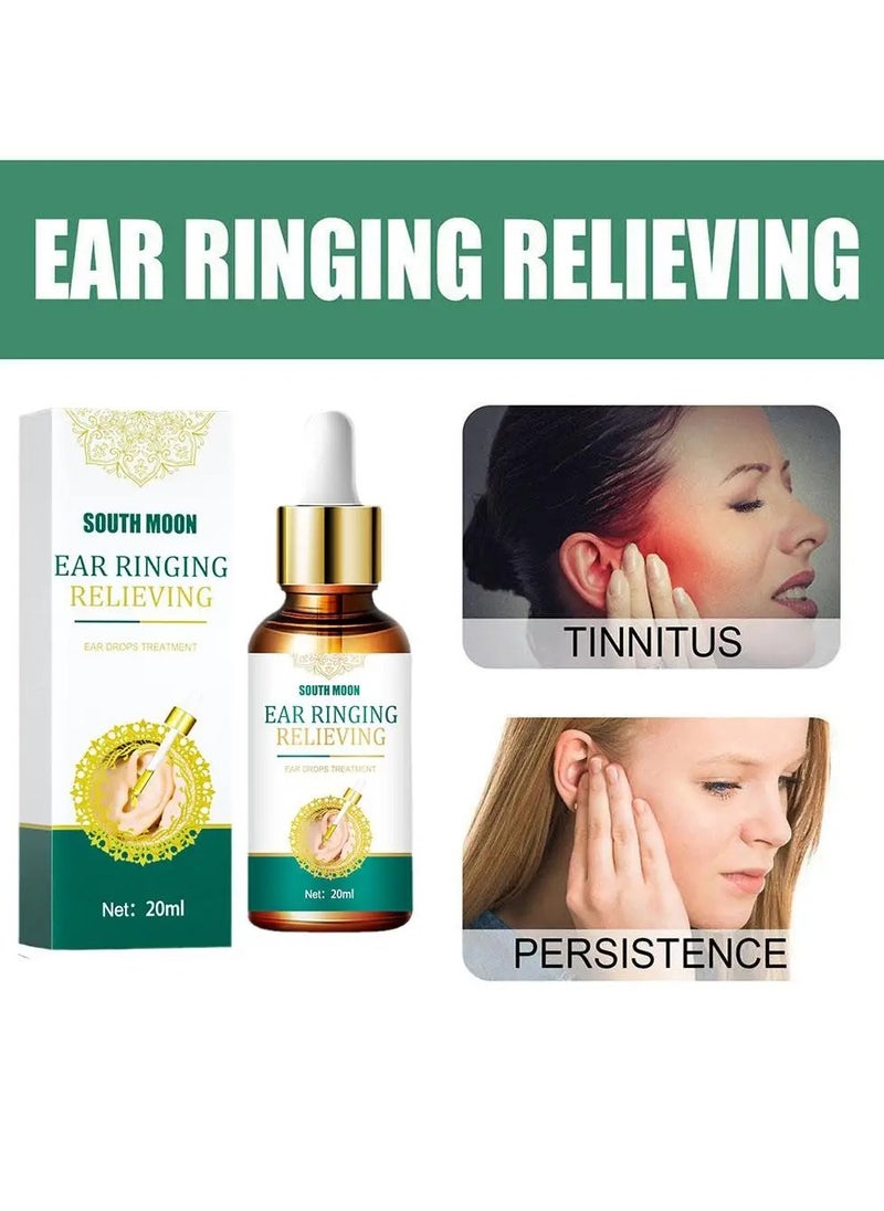 SOUTH MOON - Tinnitus Ear Drops, Ear Ringing Relieving Ear Drops, Natural Organic Ear Tinnitus Treatment Oil, Ear Ringing Oil To Help Stop Ear Ringing, Eases Pain, (20ml) - Image 1