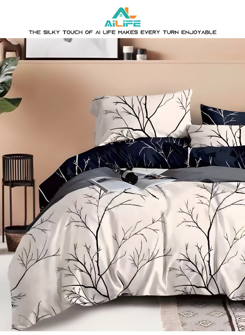 Al LIFE Luxury 6-Piece King Size Bed Linen Set | Scandinavian Minimalist Design | Marble Pattern Bedding | 100% Cotton | Wrinkle-Resistant & Easy Care - Image 1