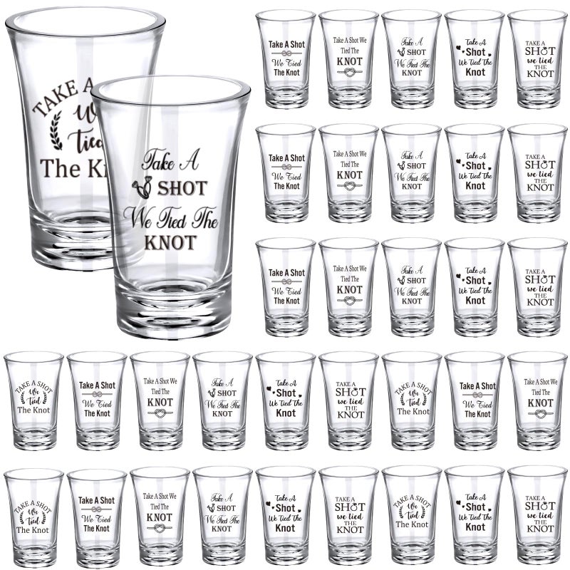 Cunhill 36 Packs Take a Shot We Tied the Knot Shot Glasses Wedding Favor Set 12 Ounce Wedding Favor Acrylic Funny for Bridal PartyLovely
