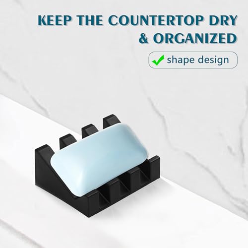 Coipdfty Self Draining Soap Dish,Silicone Suction Cup Soap Holder, Bathroom Soap Dish for Bar Soap,Can Extend Soap Life,Bathroom, Bath Tub, Kitchen Sink (1, Black) - Image 5
