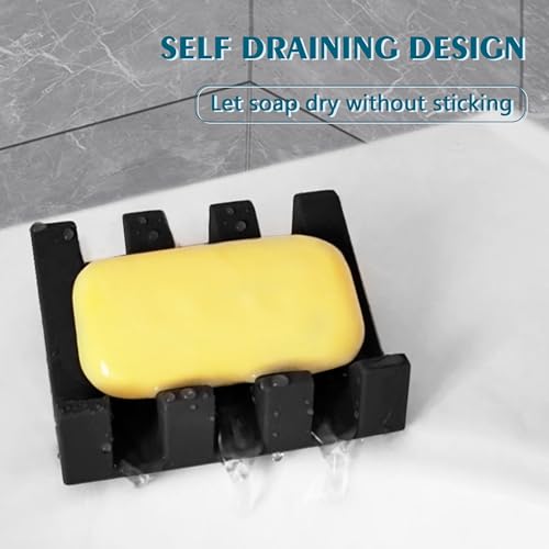 Coipdfty Self Draining Soap Dish,Silicone Suction Cup Soap Holder, Bathroom Soap Dish for Bar Soap,Can Extend Soap Life,Bathroom, Bath Tub, Kitchen Sink (1, Black) - Image 4