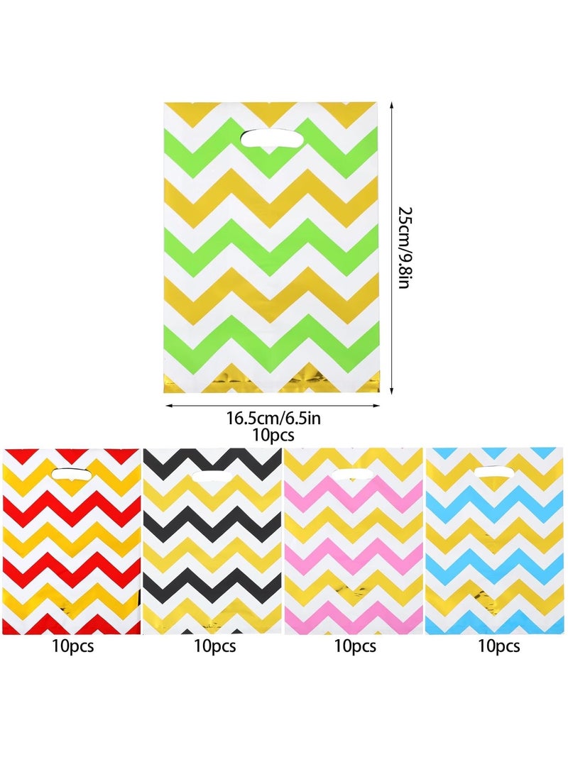 Excefore 50 Pcs Plastic Gift Bags, 9.8 * 6.5 inch Colorful Candy Bag with Handle Gift Bags for Kids Girls Boys Birthday Toy Goodies Christmas Birthday Wedding Party - Image 3