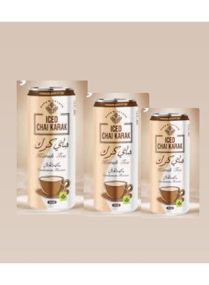 شاي كرك 3 من شاي كاراك مثلج بنكهة الهيل 250 مل