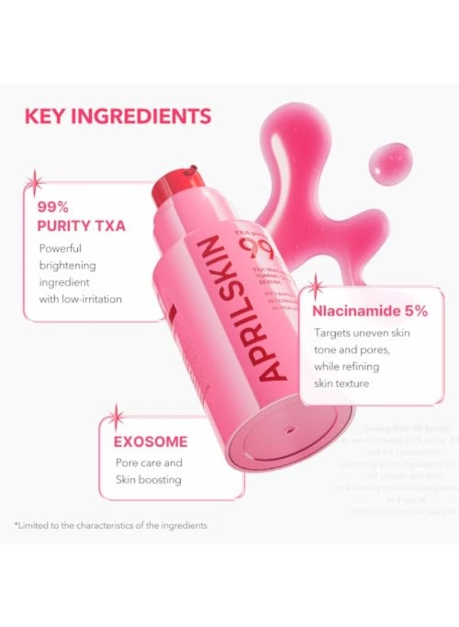 APRILSKIN TXA Niacinamide Toning Shot 99 Spicule Facial Serum｜Skin Booster Serum｜99% High-Purity Tranexamic Acid 3% + Niacinamide 5% for Uneven Skin Tone, Pore Care｜Korean Skin Care｜1.01 fl. oz. - Image 4