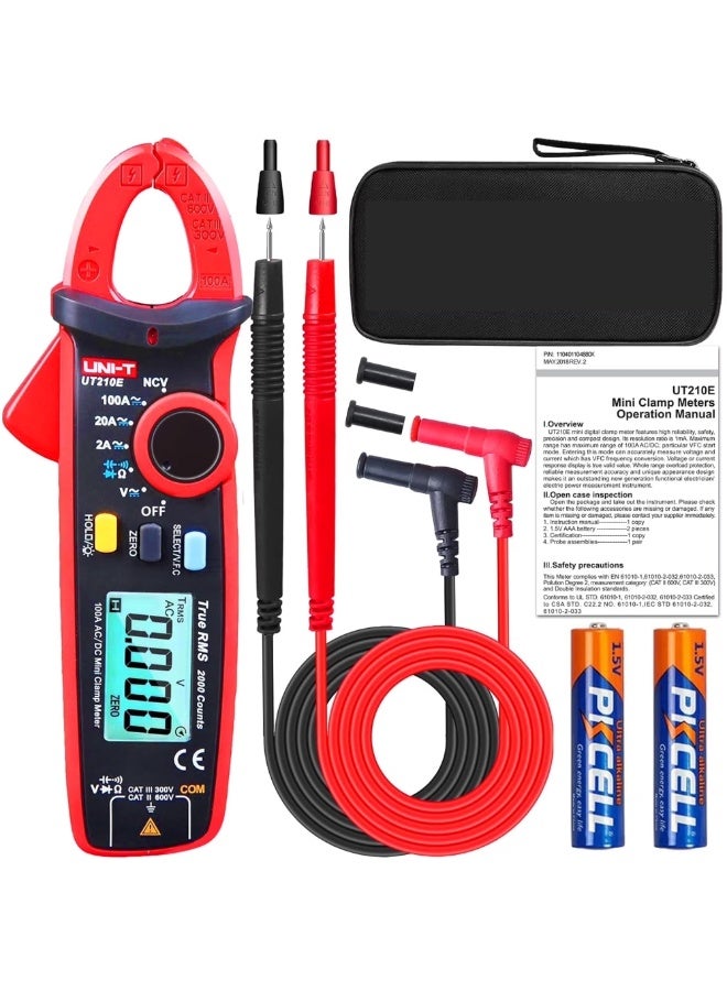 UNI-T UT210e Mini Digital Clamp Meter AC DC Amp Meter Clamp Multimeter True RMS 2000 Counts Voltmeter Continuity Tester Capacitor HVAC Tool Multi Tester - Image 1